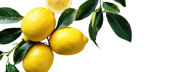 Fresh lemons on a branch