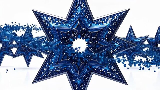 Elegant blue star shapes arranged in a row, creating a festive and decorative pattern.