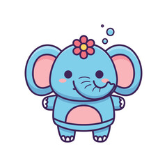 Fototapeta premium Adorable Cartoon Elephant with Flower