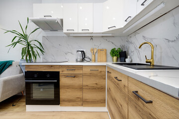 Salon w nowoczesnym apartamencie w zielonej tonacji kolorystycznej © arteffect.pl