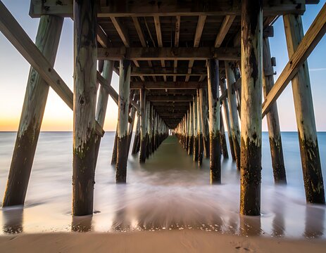 Underneath the Rye Pier at Sunset, Victoria, Australia.