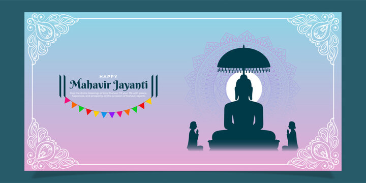 Vector illustration of Mahavir Jayanti social media template