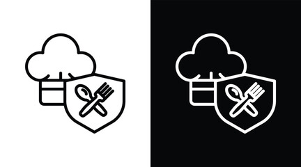 kitchen safety Two-tone version in black and white background