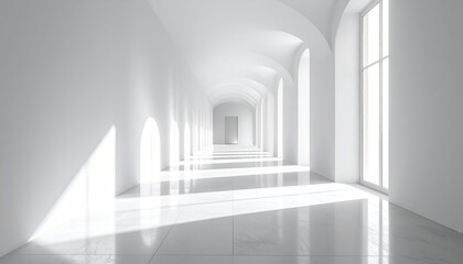 Fototapeta premium Bright White Hallway - A Study in Light and Architecture.