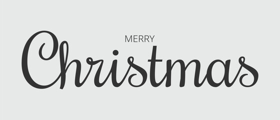 Merry Christmas handwritten calligraphy isolated on green background. Vector holiday illustration element. Linear Merry Christmas lettering.