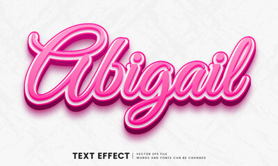 Editable 3d Abigail text effect. Editable fancy font style perfect for logo, title or heading	