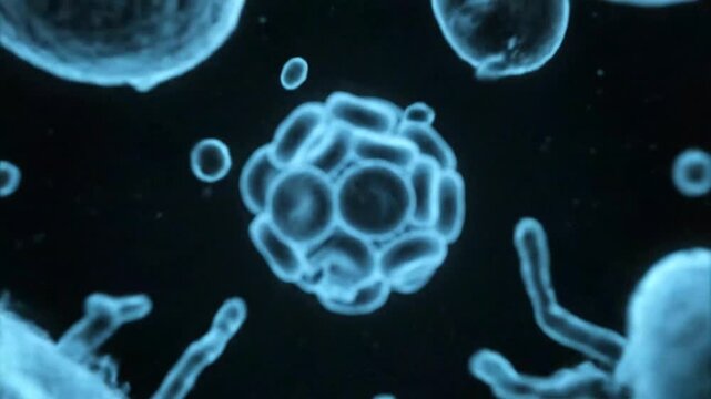 Microscopic View of Cell Division and Biological Processes in Motion