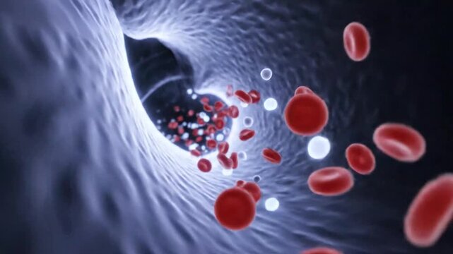 Dynamic visualization of blood flow and cellular components in a human artery
