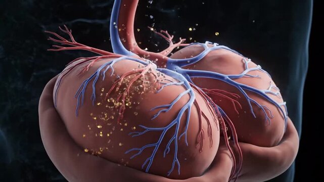Detailed visualization of human heart anatomy with vascular network