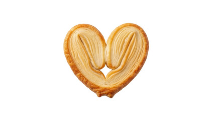 Heart shaped puff pastry dessert isolated on black background for valentine celebration and romantic food concept