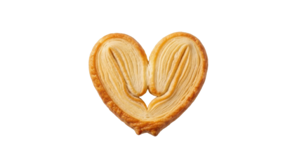 Heart shaped puff pastry dessert isolated on black background for valentine celebration and romantic food concept
