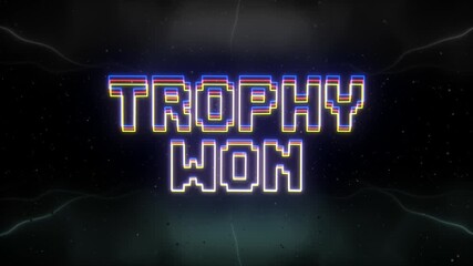 Trophy won Neon text with retro background - Powered by Adobe