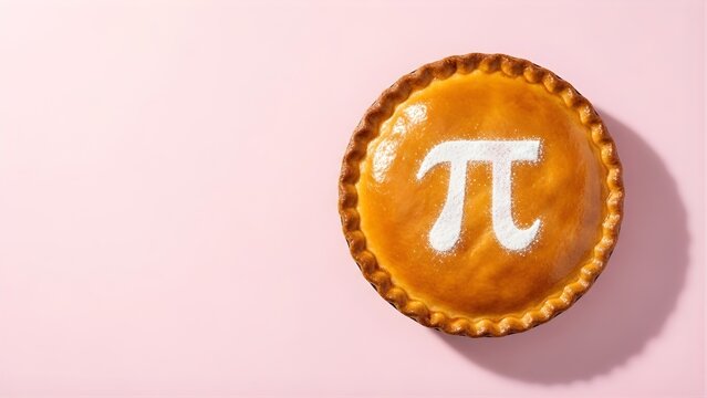 A delicious pie with a mathematical symbol on a pink background - Pi Day Background
