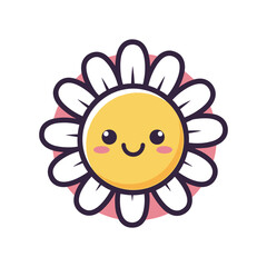 Obraz premium Smiling Daisy Cartoon Character Illustration