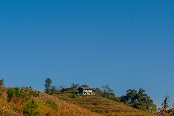 Fototapeta premium mountain landscape with blue sky and clouds