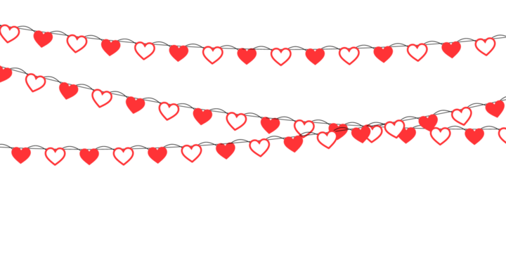 Seamless red heart string forming a Valentine’s frame with hanging decorations ideal for romantic holiday cards, love-themed banners, Mother’s Day greetings and wedding vector artwork
 - Powered by Adobe