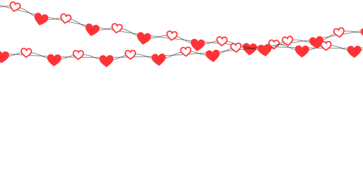 Elegant red hearts hanging on a string to form a seamless garland border ideal for Valentine’s Day frames, Mother’s Day cards, party invitations and romantic decorative vector elements
 - Powered by Adobe