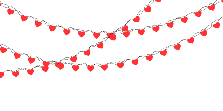 Elegant red hearts hanging on a string to form a seamless garland border ideal for Valentine’s Day frames, Mother’s Day cards, party invitations and romantic decorative vector elements
 - Powered by Adobe