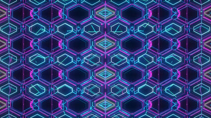 Neon Hexagon Geometric Pattern Background