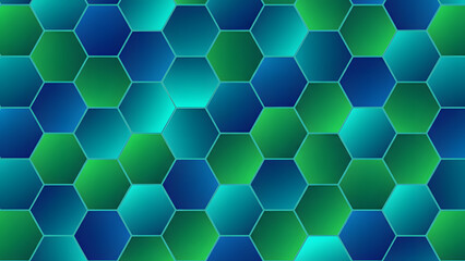 Green Blue Hexagon Geometric Pattern
