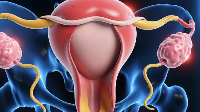 Anatomical illustration of human female reproductive system