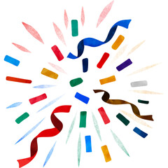 Watercolor Confetti and Ribbon Illustration
