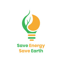bulb leaf creative logo design save energy save earth concept
