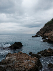 rocky coastline with sea view