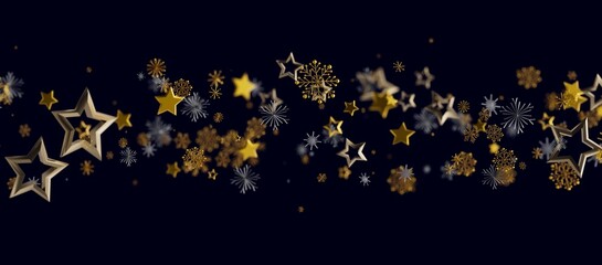 Elegant abstract background with golden stars and snowflakes, perfect for holiday and celebratory designs. Ideal for sea