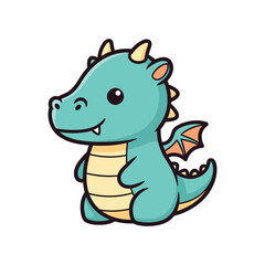 Obraz premium Adorable Cartoon Dragon Illustration