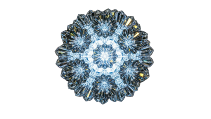 Geometric crystal snowflake isolated on transparent background