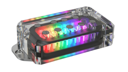 RGB LED computer fan cooler, isolated on transparent background
