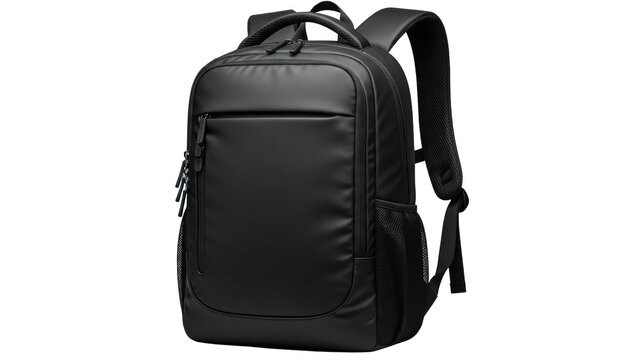 Black Backpack Isolated on Transparent Background