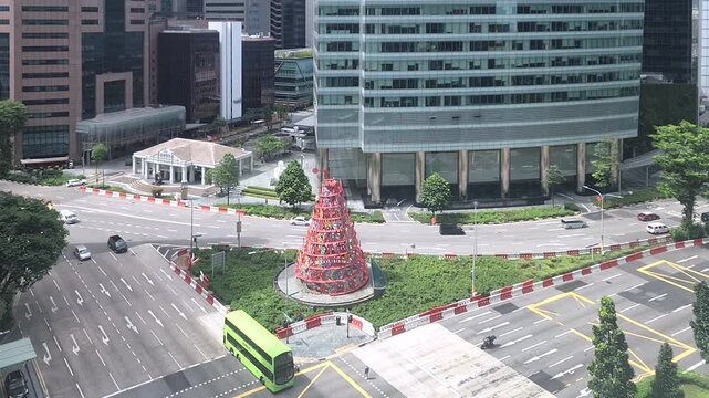 Time lapse video shooting of Raffles Palace, Financial district, Singapore. Timelapse seris of Singapore cityscape