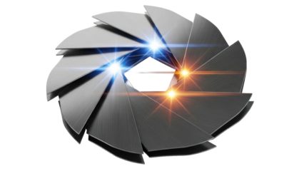 Camera Aperture Blades with Lens Flare, Isolated on Transparent