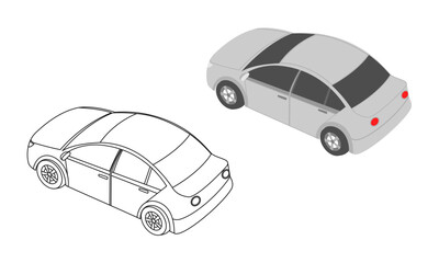 isometric car vector illustration isolated on white background.