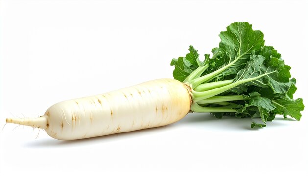 Fresh Daikon Radish Isolated on White