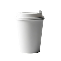 Single white coffee cup with lid isolated on transparent background