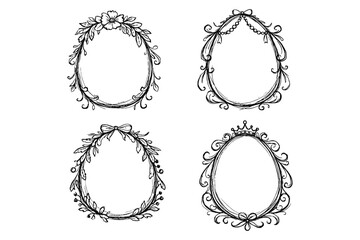 Obraz premium Decorative ornamental frames with floral and vintage elements for artistic design