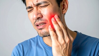 Man Experiencing Intense Toothache and Facial Pain.