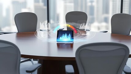 Conference Room Data Visualization - Abstract Business Technology - Powered by Adobe