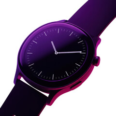 Modern purple watch with minimalist design isolated on transparent background