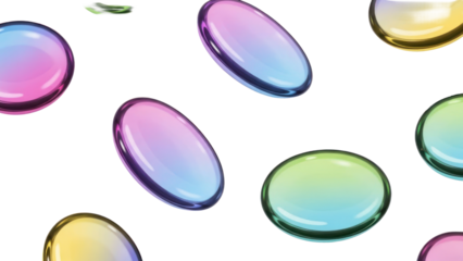 Colorful Glossy Oval Shapes Isolated on Transparent Background