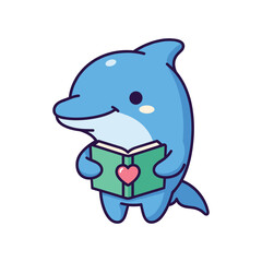 Obraz premium Dolphin Reading Book Illustration