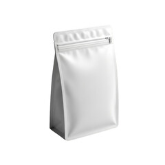 Standing white zipper pouch isolated on transparent background