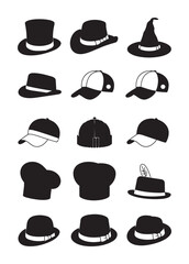 Black and white silhouette hats collection silhouettes