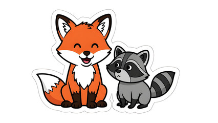 Obraz premium Fox & Raccoon