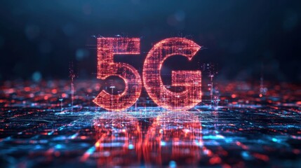 5G global network coverage lines radiating from antenna points