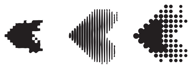 Black and white halftone dots and lines forming shapes