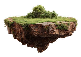 Floating island with grass and trees, hovering in space